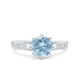 Art Deco Wedding Engagement Bridal Ring Round Simulated Cubic Zirconia 925 Sterling Silver