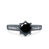 Art Deco Wedding Engagement Bridal Ring Round Simulated Cubic Zirconia 925 Sterling Silver