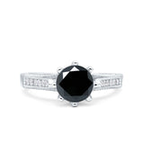 Art Deco Wedding Engagement Bridal Ring Round Simulated Cubic Zirconia 925 Sterling Silver