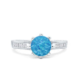 Art Deco Wedding Engagement Bridal Ring Round Simulated Cubic Zirconia 925 Sterling Silver