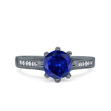 Art Deco Wedding Engagement Bridal Ring Round Simulated Cubic Zirconia 925 Sterling Silver