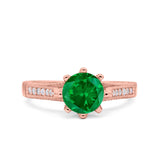 Art Deco Wedding Engagement Bridal Ring Round Simulated Cubic Zirconia 925 Sterling Silver