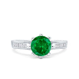 Art Deco Wedding Engagement Bridal Ring Round Simulated Cubic Zirconia 925 Sterling Silver