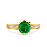 Art Deco Wedding Engagement Bridal Ring Round Simulated Cubic Zirconia 925 Sterling Silver