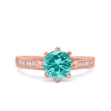 Art Deco Wedding Engagement Bridal Ring Round Simulated Cubic Zirconia 925 Sterling Silver