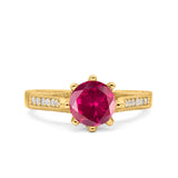 Art Deco Wedding Engagement Bridal Ring Round Simulated Cubic Zirconia 925 Sterling Silver