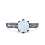 Art Deco Wedding Engagement Bridal Ring Round Simulated Cubic Zirconia 925 Sterling Silver