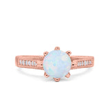 Art Deco Wedding Engagement Bridal Ring Round Simulated Cubic Zirconia 925 Sterling Silver