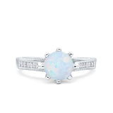 Art Deco Wedding Engagement Bridal Ring Round Simulated Cubic Zirconia 925 Sterling Silver