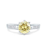 Art Deco Wedding Engagement Bridal Ring Round Simulated Cubic Zirconia 925 Sterling Silver