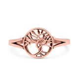 Tree of Life Ring Band Oxidized Round 925 Sterling Silver (10mm)