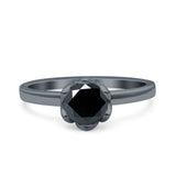 Art Deco Wedding Bridal Ring Round Simulated Cubic Zirconia 925 Sterling Silver