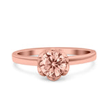 Art Deco Wedding Bridal Ring Round Simulated Cubic Zirconia 925 Sterling Silver