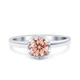 Art Deco Wedding Bridal Ring Round Simulated Cubic Zirconia 925 Sterling Silver