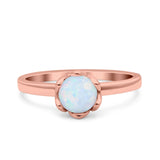 Art Deco Wedding Bridal Ring Round Simulated Cubic Zirconia 925 Sterling Silver