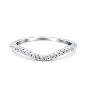 Fashion Half Eternity Ring Round Simulated Cubic Zirconia 925 Sterling Silver (4mm)