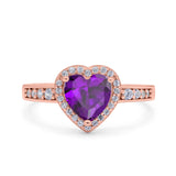Heart Promise Ring Halo Heart Round Simulated Cubic Zirconia 925 Sterling Silver