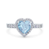 Heart Promise Ring Halo Heart Round Simulated Cubic Zirconia 925 Sterling Silver