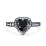 Heart Promise Ring Halo Heart Round Simulated Cubic Zirconia 925 Sterling Silver