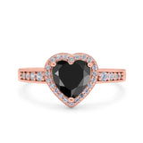 Heart Promise Ring Halo Heart Round Simulated Cubic Zirconia 925 Sterling Silver