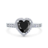 Heart Promise Ring Halo Heart Round Simulated Cubic Zirconia 925 Sterling Silver