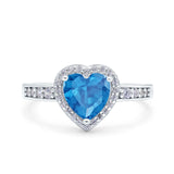 Heart Promise Ring Halo Heart Round Simulated Cubic Zirconia 925 Sterling Silver
