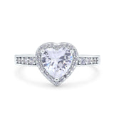 Heart Promise Ring Halo Heart Round Simulated Cubic Zirconia 925 Sterling Silver