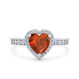 Heart Promise Ring Halo Heart Round Simulated Cubic Zirconia 925 Sterling Silver
