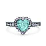 Heart Promise Ring Halo Heart Round Simulated Cubic Zirconia 925 Sterling Silver