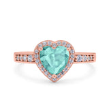 Heart Promise Ring Halo Heart Round Simulated Cubic Zirconia 925 Sterling Silver