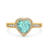 Heart Promise Ring Halo Heart Round Simulated Cubic Zirconia 925 Sterling Silver