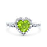 Heart Promise Ring Halo Heart Round Simulated Cubic Zirconia 925 Sterling Silver