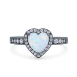 Heart Promise Ring Halo Heart Round Simulated Cubic Zirconia 925 Sterling Silver