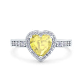 Heart Promise Ring Halo Heart Round Simulated Cubic Zirconia 925 Sterling Silver