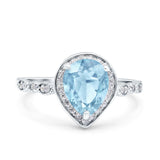 Teardrop Pear Art Deco Wedding Engagement Bridal Ring Round Simulated Cubic Zirconia 925 Sterling Silver