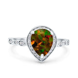 Teardrop Pear Art Deco Wedding Engagement Bridal Ring Round Simulated Cubic Zirconia 925 Sterling Silver