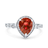 Teardrop Pear Art Deco Wedding Engagement Bridal Ring Round Simulated Cubic Zirconia 925 Sterling Silver