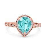 Teardrop Pear Art Deco Wedding Engagement Bridal Ring Round Simulated Cubic Zirconia 925 Sterling Silver