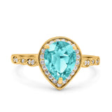 Teardrop Pear Art Deco Wedding Engagement Bridal Ring Round Simulated Cubic Zirconia 925 Sterling Silver