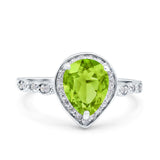 Teardrop Pear Art Deco Wedding Engagement Bridal Ring Round Simulated Cubic Zirconia 925 Sterling Silver