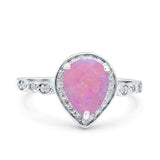Teardrop Pear Art Deco Wedding Engagement Bridal Ring Round Simulated Cubic Zirconia 925 Sterling Silver