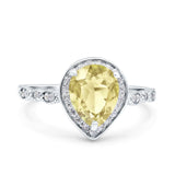 Teardrop Pear Art Deco Wedding Engagement Bridal Ring Round Simulated Cubic Zirconia 925 Sterling Silver