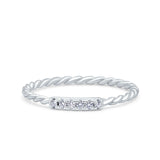 Half Eternity Ring Wedding Engagement Rope Band Round Simulated Cubic Zirconia 925 Sterling Silver