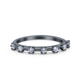 Half Eternity Ring Wedding Engagement Band Round Pave Simulated Cubic Zirconia 925 Sterling Silver