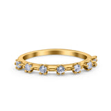 Half Eternity Ring Wedding Engagement Band Round Pave Simulated Cubic Zirconia 925 Sterling Silver