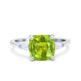 Cushion Cut Art Deco Wedding Bridal Ring Baguette Simulated Cubic Zirconia 925 Sterling Silver