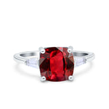 Cushion Cut Art Deco Wedding Bridal Ring Baguette Simulated Cubic Zirconia 925 Sterling Silver