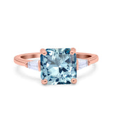 Asscher Cut Art Deco Wedding Engagement Ring Bridal Baguette Simulated Cubic Zirconia 925 Sterling Silver