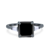 Asscher Cut Art Deco Wedding Engagement Ring Bridal Baguette Simulated Cubic Zirconia 925 Sterling Silver