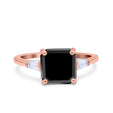 Asscher Cut Art Deco Wedding Engagement Ring Bridal Baguette Simulated Cubic Zirconia 925 Sterling Silver